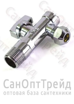 Кран угловой с отражателем и сеткой 10 х1/2" (Ц/НР) для подключения приборов 5808 хром TiM 20126136 - фото 25113