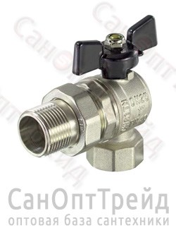 Кран шаровой усиленный АМЕРИКАНКА никелированный угловой бабочка 1" АМ/НР полнопроходной TiM 20124524 - фото 25143