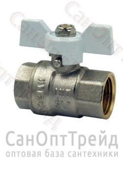 Кран шаровой усиленный никелированный бабочка белая 1" В/В полнопроходной TiM 20124822 - фото 25165