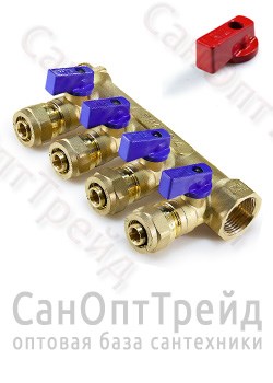 Коллектор с отсекающими кранами МП 3/4", 4 х 16 ТiМ 20124401 - фото 25341