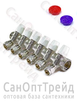 Коллектор с регулирующими вентилями МП 3/4", 6 х 16 TiM 20124419 - фото 25358