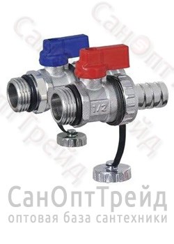 Кран шаровый коллекторный дренажный со штуцером и заглушкой 1/2" НР 310-2 TiM 20123103 - фото 25376
