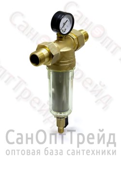 Фильтр тонкой очистки с манометром 1/2" НР/НР стекло TiM 10024770 - фото 26048