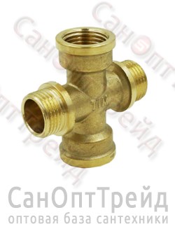 Крестовина 3/4"х3/4"х3/4"х3/4" ВР/ВР/ВР/ВР латунь ТiМ 20124103 - фото 26163