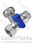 Кран трехходовой 1/2"х3/4"х1/2" (ВР/НР/НР) для подключения приборов 5807 никель TiM 20126152