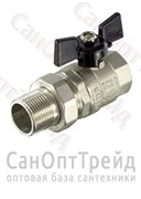 Кран шаровой усиленный АМЕРИКАНКА никелированный бабочка 1" АМ/НР полнопроходной TiM 20124518