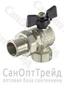 Кран шаровой усиленный АМЕРИКАНКА никелированный угловой бабочка 1" АМ/НР полнопроходной TiM 20124524