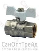 Кран шаровой усиленный никелированный бабочка белая 1" В/В полнопроходной TiM 20124822