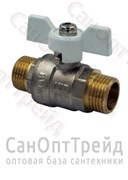 Кран шаровой усиленный никелированный бабочка белая 1/2" Н/Н полнопроходной TiM 20124865