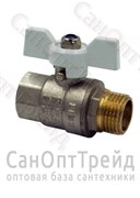 Кран шаровой усиленный никелированный бабочка белая 3/4" Н/В полнопроходной TiM 20124828
