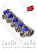 Коллектор с отсекающими кранами, под «конус» 3/4", 5 х 1/2" ТiМ 20124413
