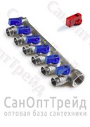 Коллектор с отсекающими кранами, под «конус» 3/4", 6 х 1/2" ТiМ 20124414