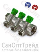 Коллектор с регулирующими вентилями, под «конус» 3/4", 3 х 1/2" TiM 20124426