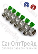 Коллектор с регулирующими вентилями, под «конус» 3/4", 6 х 1/2" TiM 20124429