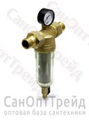 Фильтр тонкой очистки с манометром 1/2" НР/НР стекло TiM 10024770