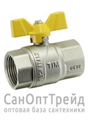 Кран шаровой ГАЗ усиленный никелированный бабочка 1/2" ВР/ВР полнопроходной TiM 20124554