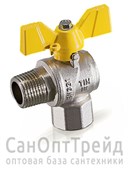Кран шаровой ГАЗ усиленный никелированный угловой бабочка 1/2" ВР/НР полнопроходной TiM 20124971